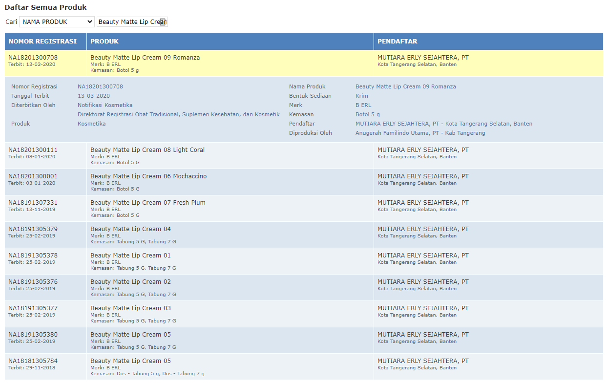 BPOM B Erl Lip Matte