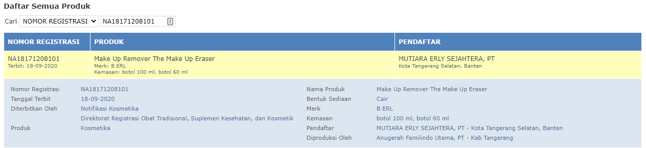 BPOM B Erl MakeUp Remover