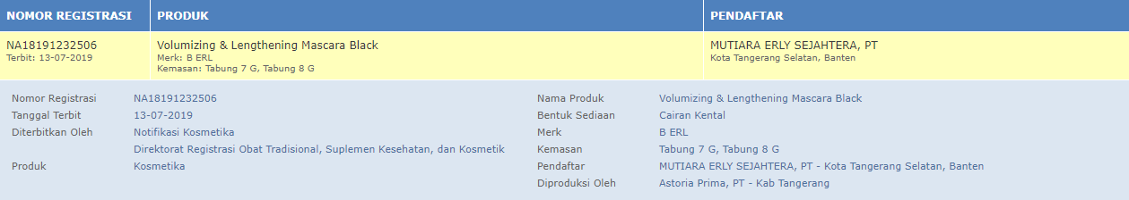 BPOM Mascara B Erl