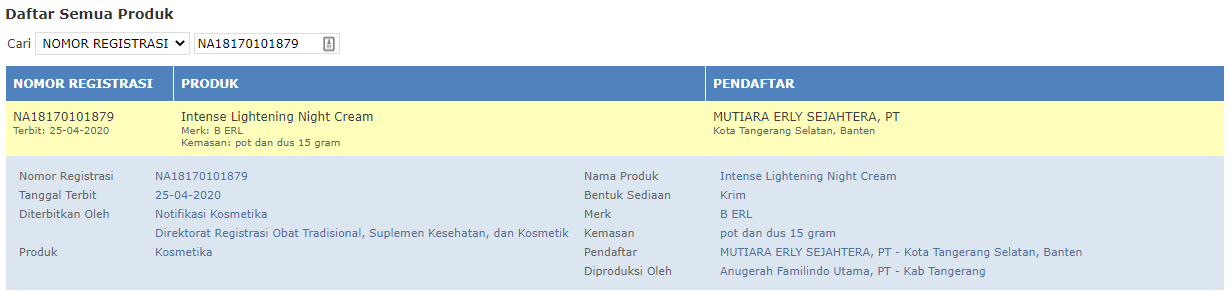 BPOM B Erl Night Cream