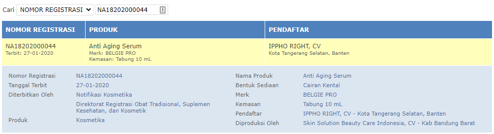 BPOM Belgie Pro Anti Aging Serum